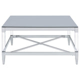  Coaster Furniture Lindley 709728 Square Tempered Mirror Acrylic Coffee Table - Chrome IMAGE 5