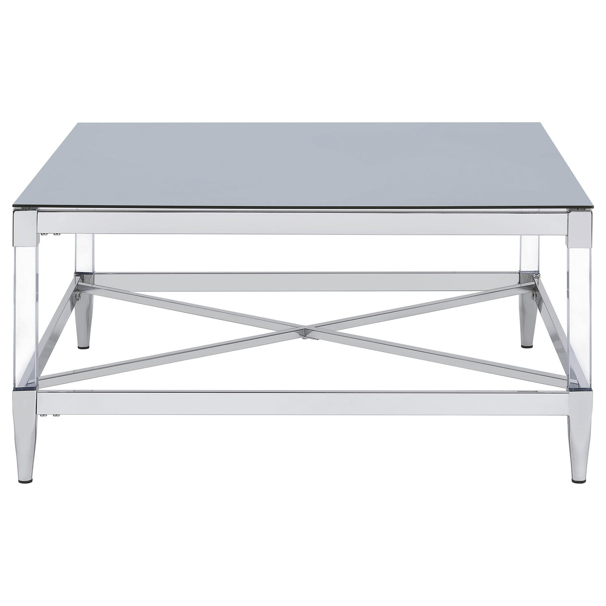  Coaster Furniture Lindley 709728 Square Tempered Mirror Acrylic Coffee Table - Chrome IMAGE 6