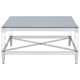  Coaster Furniture Lindley 709728 Square Tempered Mirror Acrylic Coffee Table - Chrome IMAGE 6