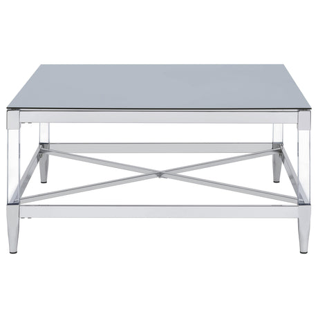  Coaster Furniture Lindley 709728 Square Tempered Mirror Acrylic Coffee Table - Chrome IMAGE 6