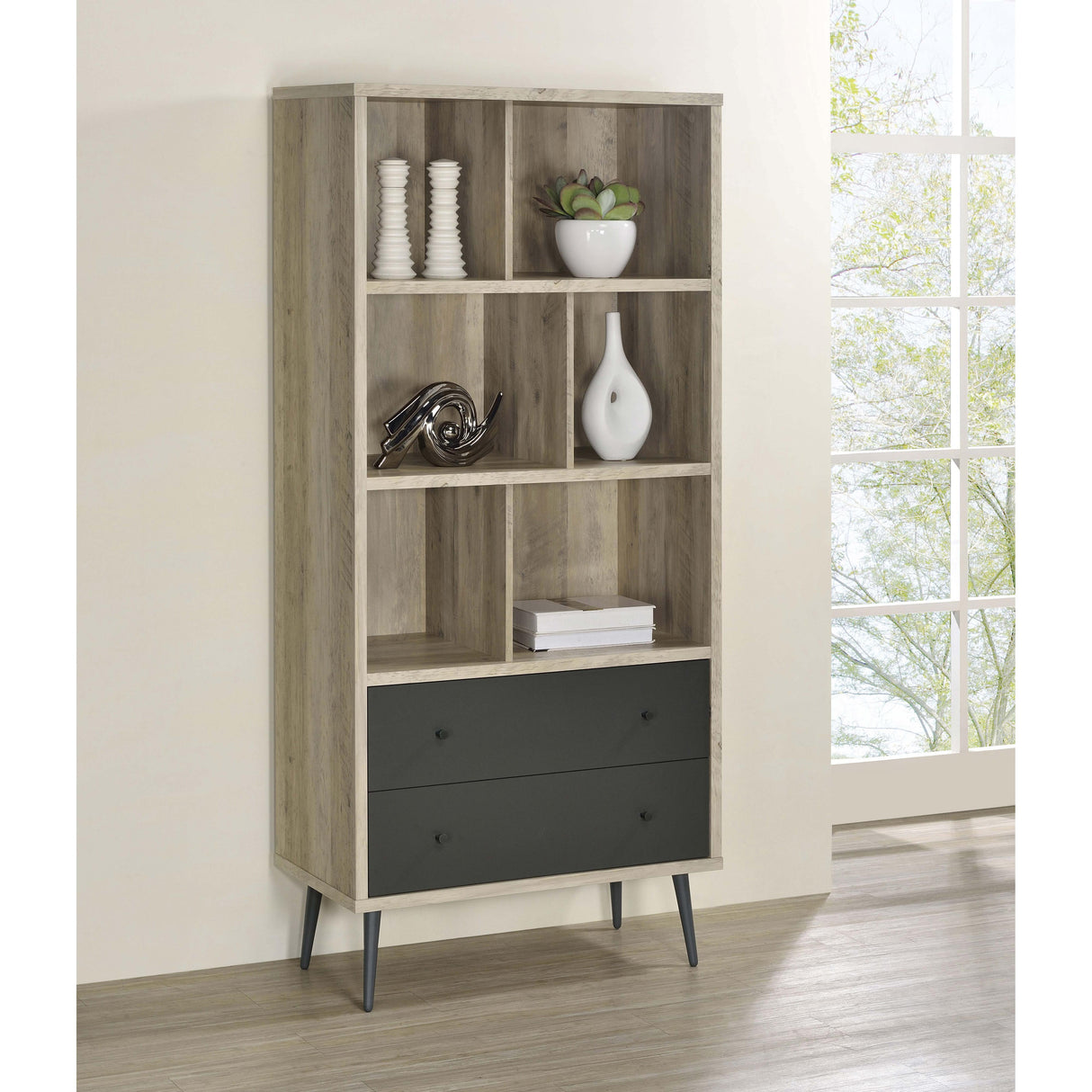 Coaster Furniture Maeve 801923 70-inch 3-shelf Bookcase with Drawers - Distressed Pine IMAGE 2