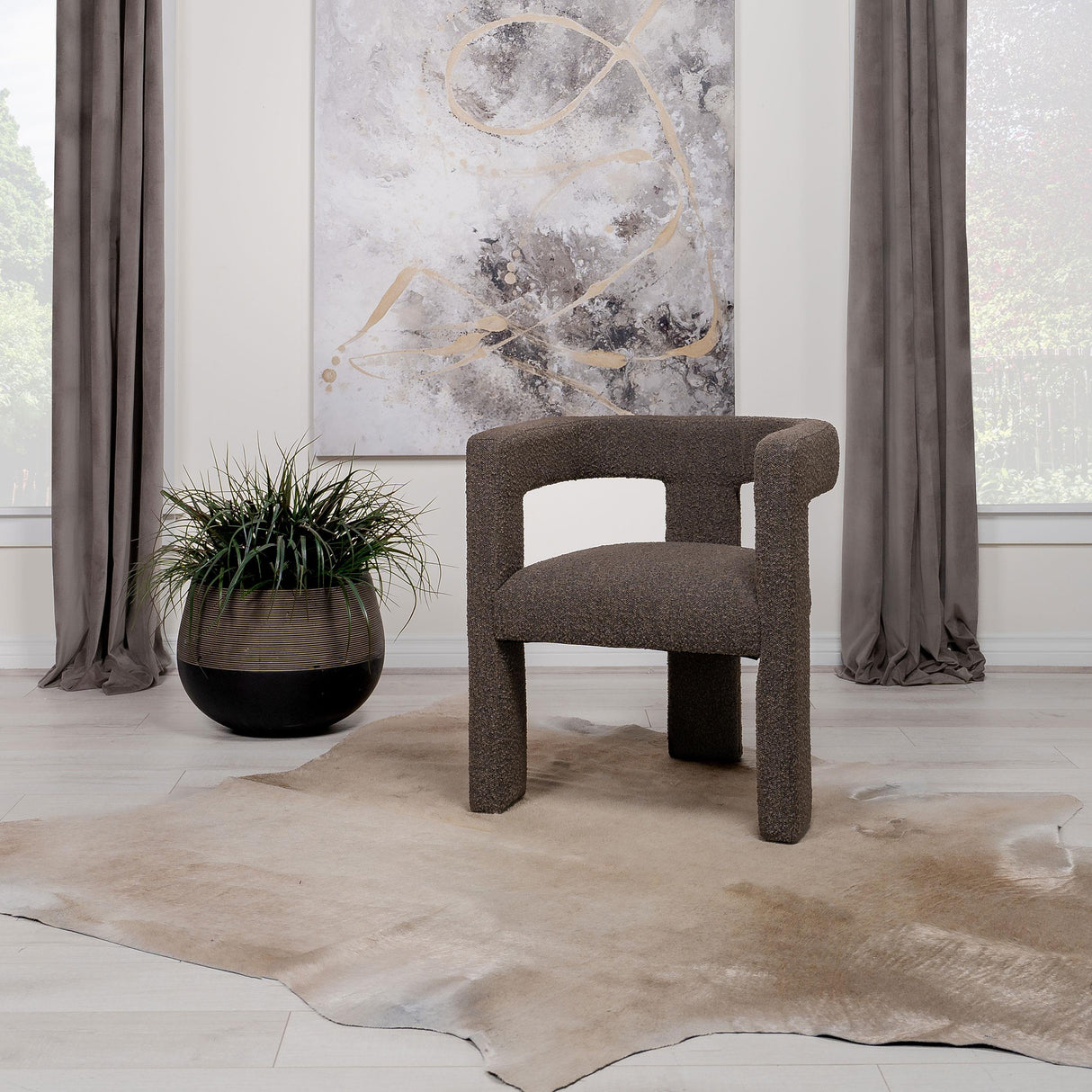  Coaster Furniture Petra 902880 Boucle Upholstered Accent Side Chair - Chocolate Brown IMAGE 9