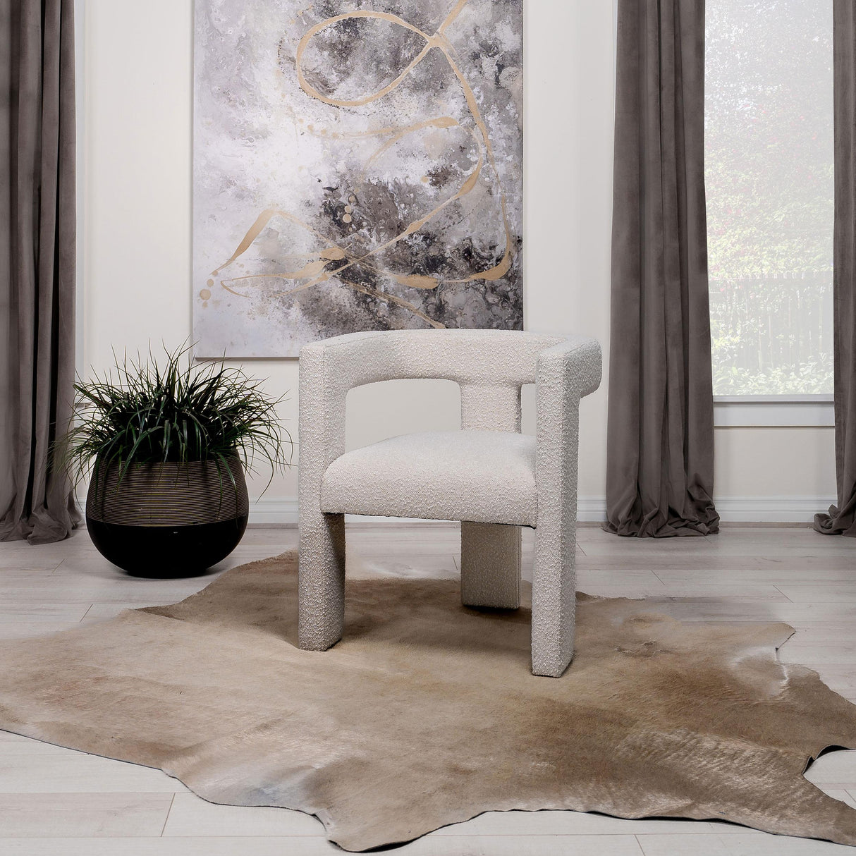  Coaster Furniture Petra 902881 Boucle Upholstered Accent Side Chair - White IMAGE 2