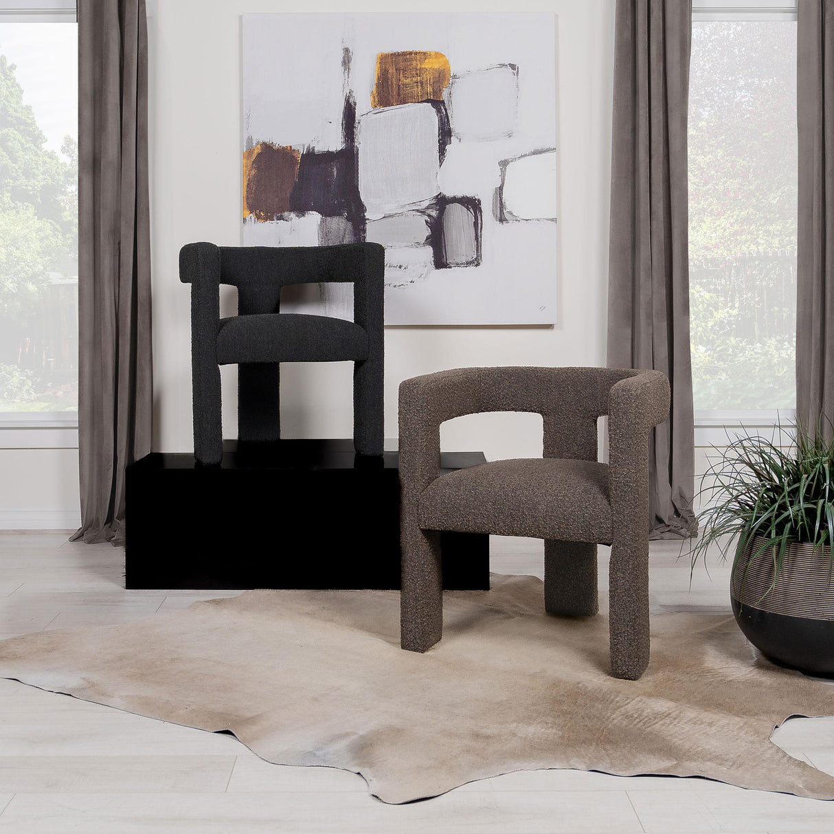  Coaster Furniture Petra 902882 Boucle Upholstered Accent Side Chair - Black IMAGE 10