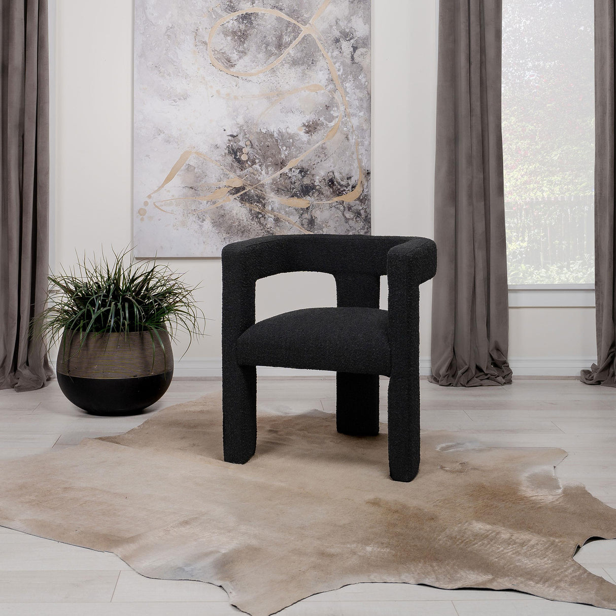  Coaster Furniture Petra 902882 Boucle Upholstered Accent Side Chair - Black IMAGE 9