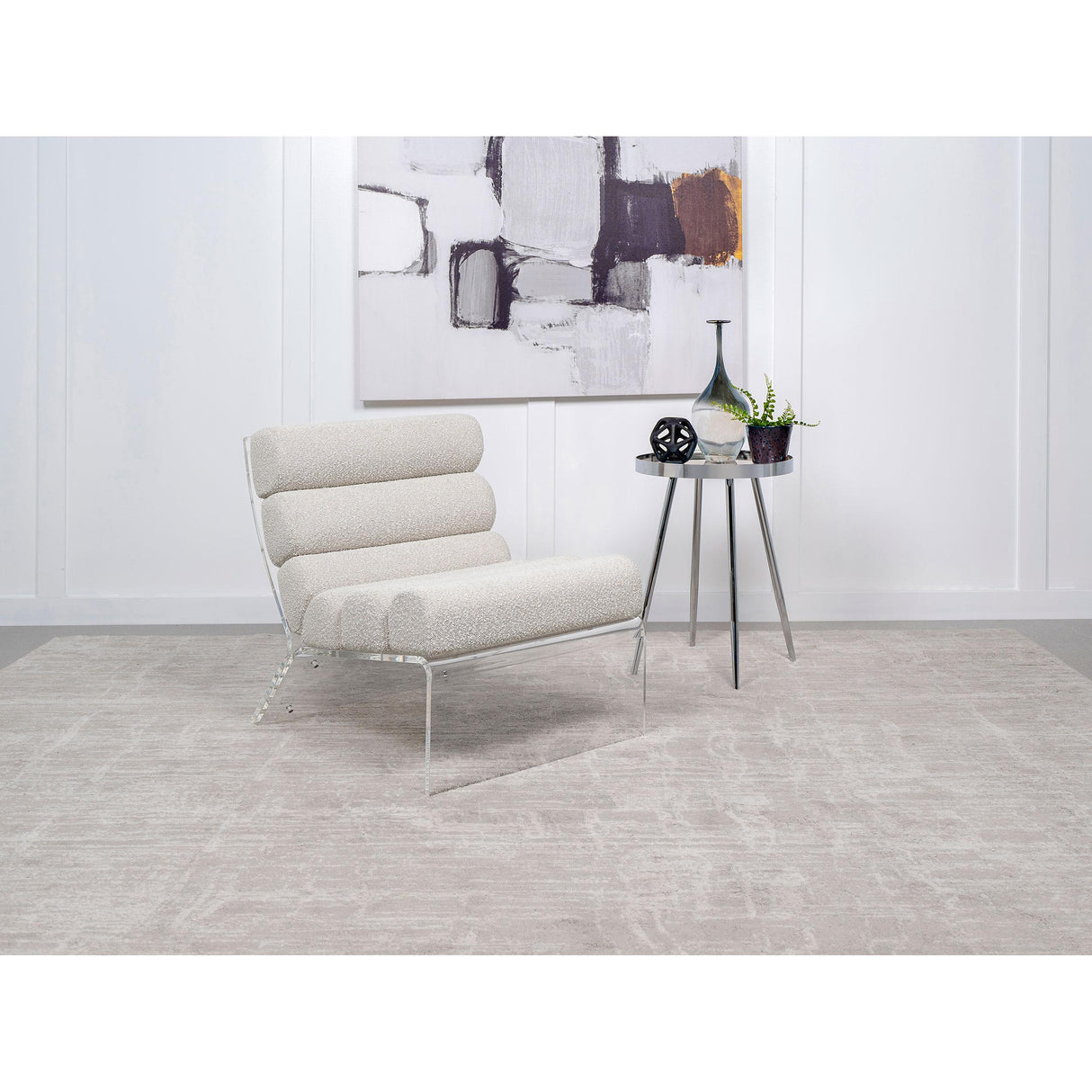  Coaster Furniture Serreta 903161 Boucle Upholstered Armless Acrylic Chair - Ivory IMAGE 2