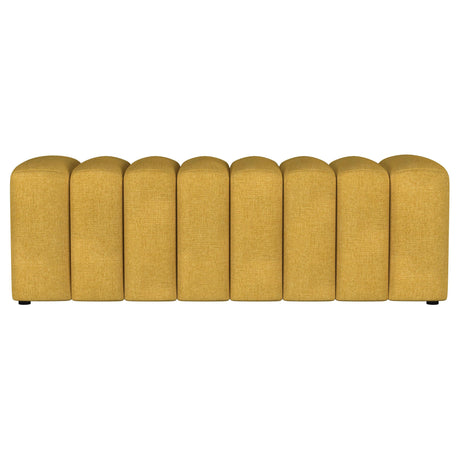 Coaster Furniture Summer 910292 Fabric Upholstered Tufted Accent Bench - Mustard Yellow IMAGE 2