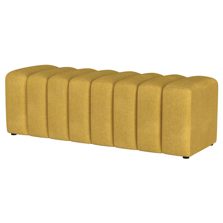  Coaster Furniture Summer 910292 Fabric Upholstered Tufted Accent Bench - Mustard Yellow IMAGE 3
