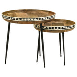 Coaster Furniture Ollie 930193 2-piece Solid Wood Bone Inlay Nesting Table - Natural IMAGE 6