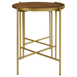  Coaster Furniture Malka 936168 2-piece Round Wood Nesting Table - Dark Brown and Gold IMAGE 6