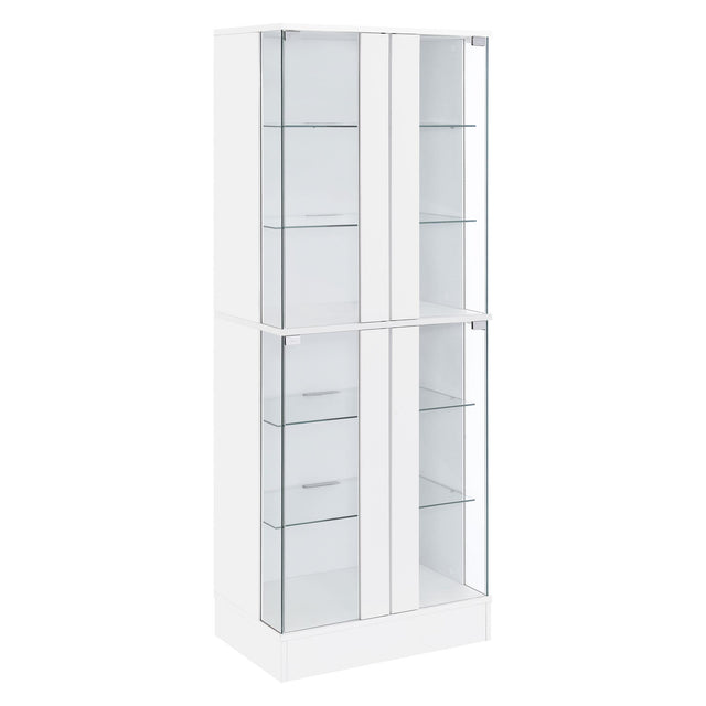  Coaster Furniture Cabra 950397 4-door LED Curio Display Cabinet - White High Gloss IMAGE 1