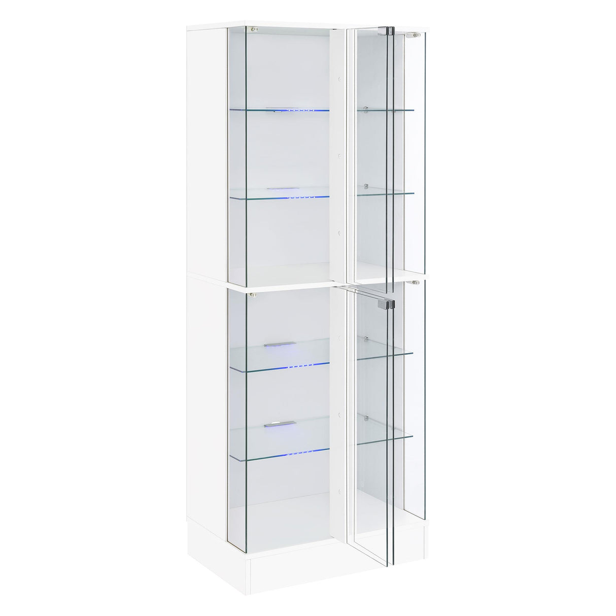  Coaster Furniture Cabra 950397 4-door LED Curio Display Cabinet - White High Gloss IMAGE 3