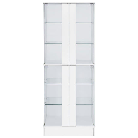  Coaster Furniture Cabra 950397 4-door LED Curio Display Cabinet - White High Gloss IMAGE 4