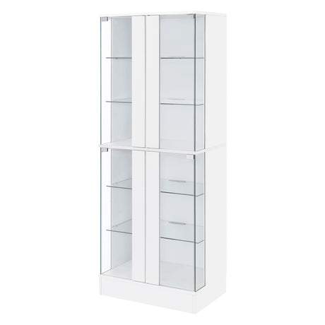  Coaster Furniture Cabra 950397 4-door LED Curio Display Cabinet - White High Gloss IMAGE 5