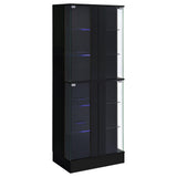  Coaster Furniture Cabra 950398 4-door LED Curio Display Cabinet - Black High Gloss IMAGE 4