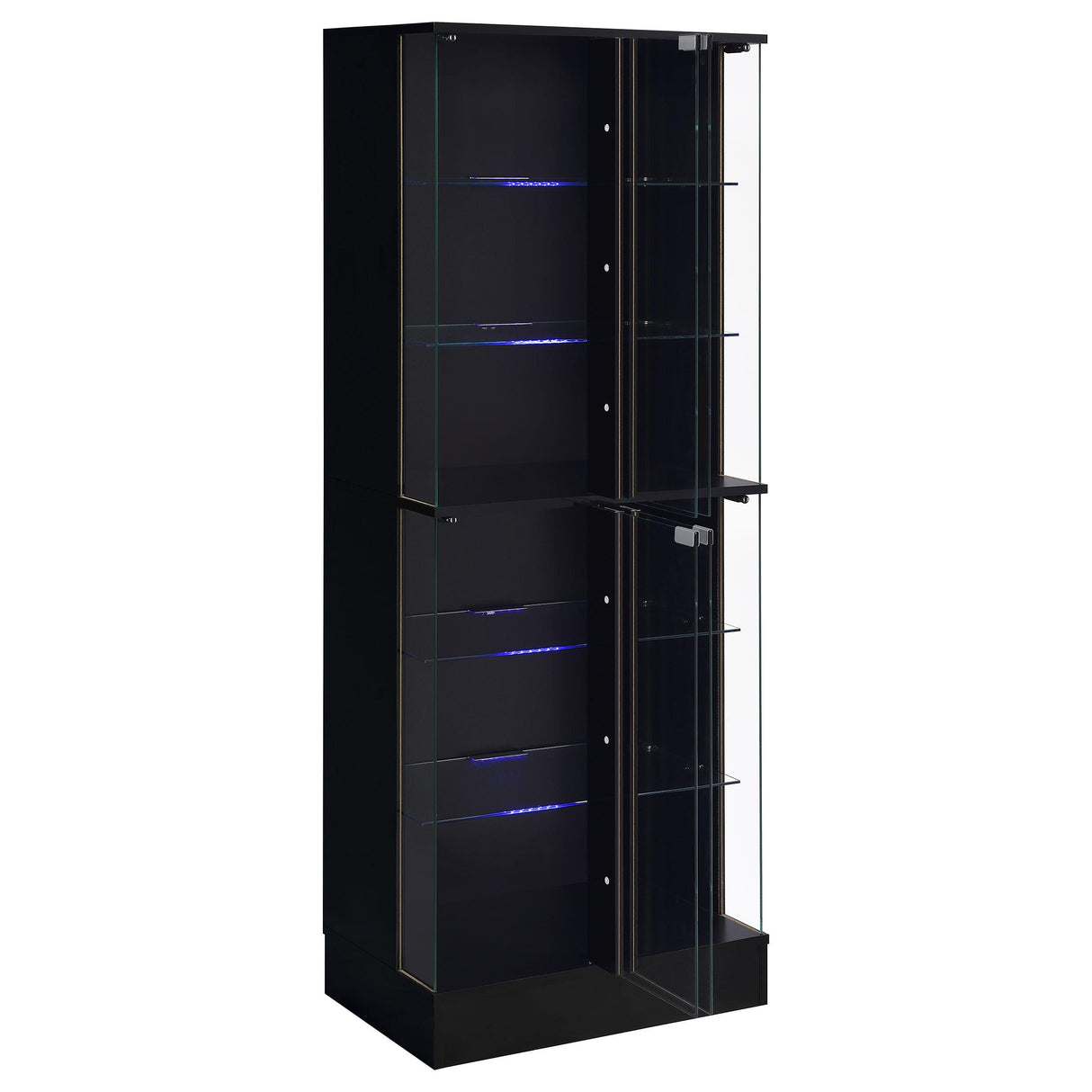  Coaster Furniture Cabra 950398 4-door LED Curio Display Cabinet - Black High Gloss IMAGE 5
