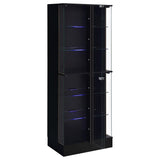  Coaster Furniture Cabra 950398 4-door LED Curio Display Cabinet - Black High Gloss IMAGE 5