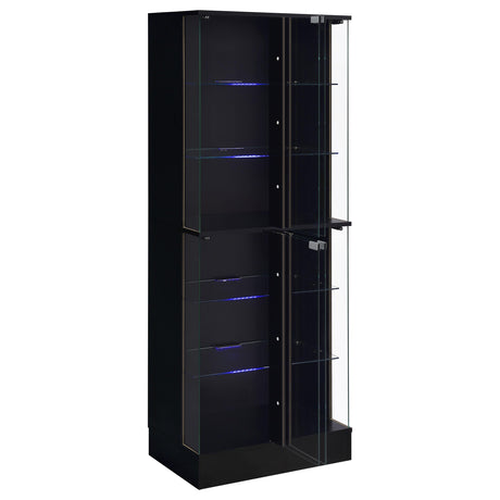  Coaster Furniture Cabra 950398 4-door LED Curio Display Cabinet - Black High Gloss IMAGE 5