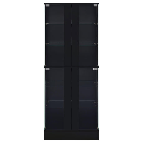  Coaster Furniture Cabra 950398 4-door LED Curio Display Cabinet - Black High Gloss IMAGE 6