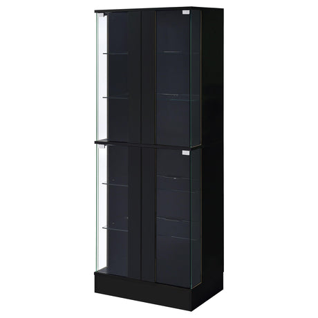  Coaster Furniture Cabra 950398 4-door LED Curio Display Cabinet - Black High Gloss IMAGE 7