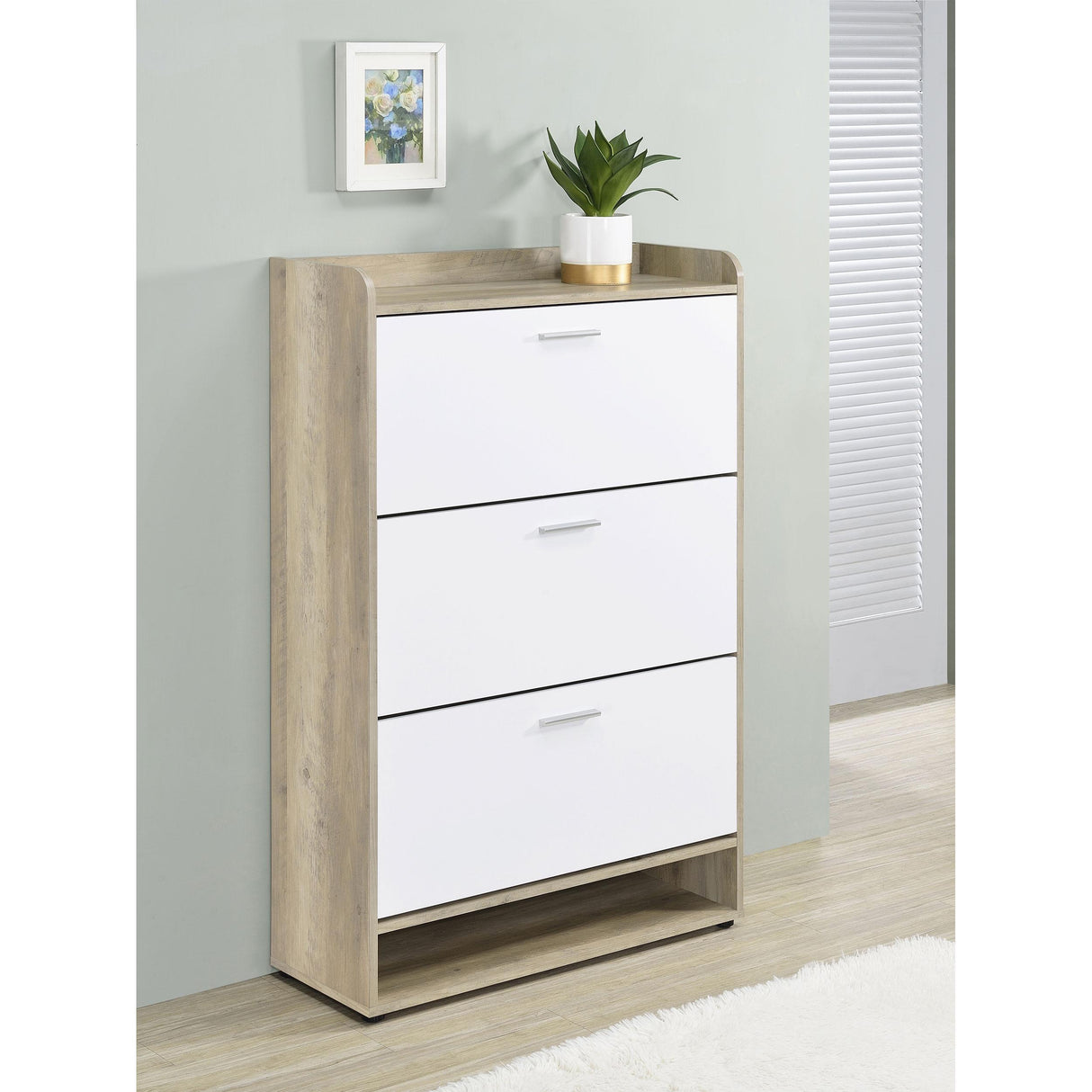  Coaster Furniture Denia 950403 3-tier Engineered Wood Shoe Cabinet - White IMAGE 2