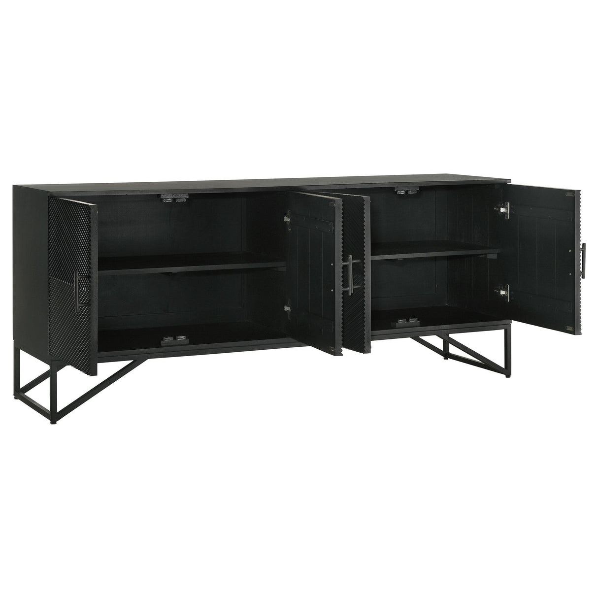  Coaster Furniture Riddell 959631 4-door Wood Reeding Accent Cabinet - Matte Black IMAGE 3