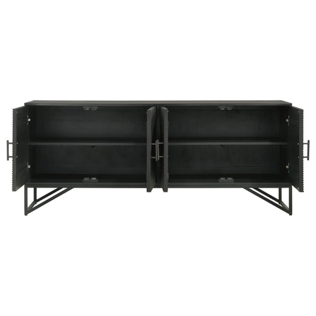  Coaster Furniture Riddell 959631 4-door Wood Reeding Accent Cabinet - Matte Black IMAGE 5