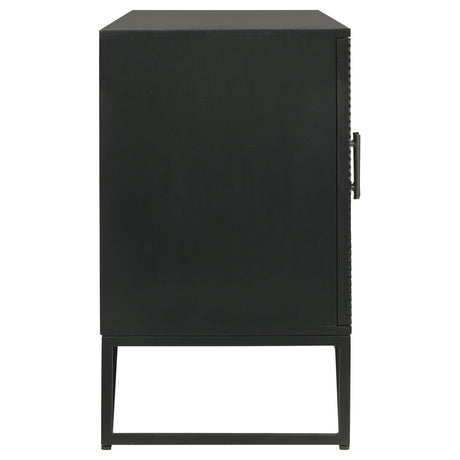  Coaster Furniture Riddell 959631 4-door Wood Reeding Accent Cabinet - Matte Black IMAGE 9