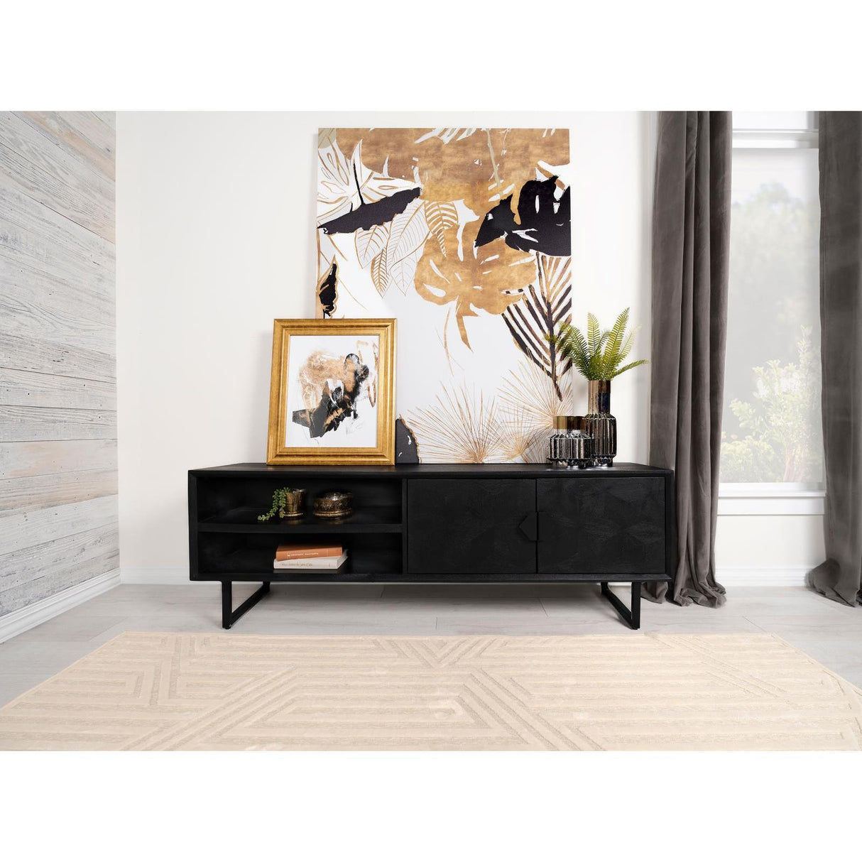  Coaster Furniture Marsden 703003 2-door Mango Wood 70" TV Stand - Charcoal Black IMAGE 2