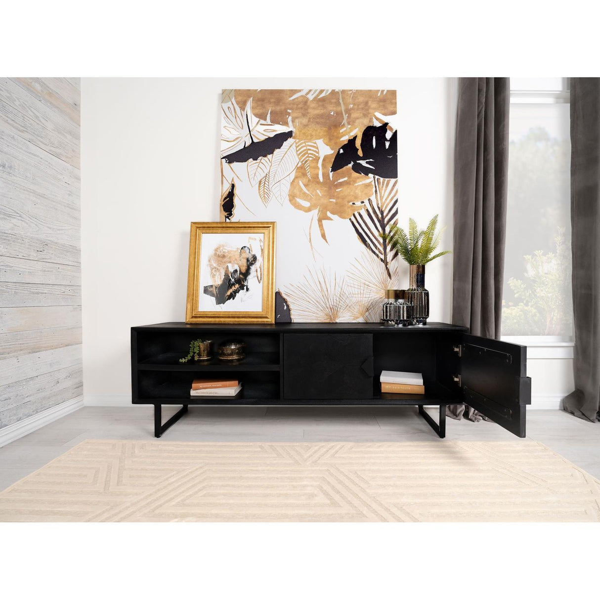  Coaster Furniture Marsden 703003 2-door Mango Wood 70" TV Stand - Charcoal Black IMAGE 3