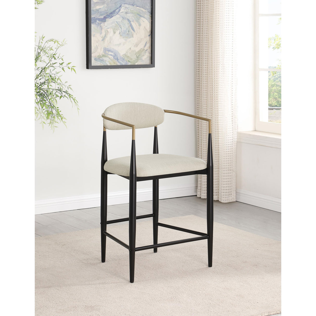  Coaster Furniture Tina 121184 Fabric Upholstered Counter Chair - Beige IMAGE 8