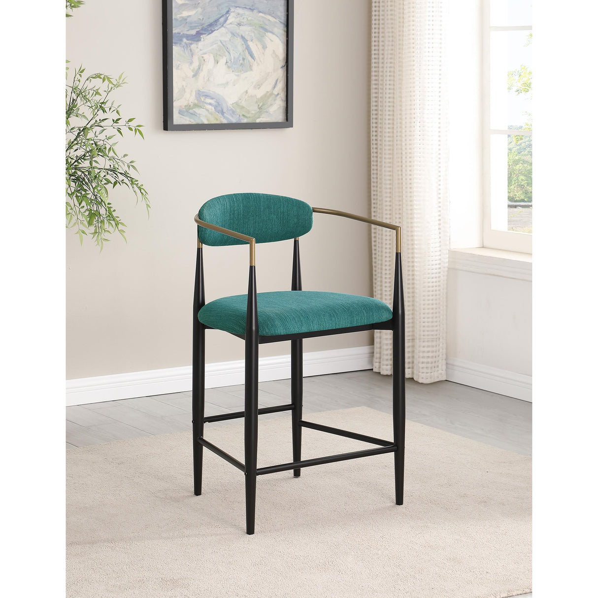  Coaster Furniture Tina 121185 Fabric Upholstered Counter Chair - Green IMAGE 8