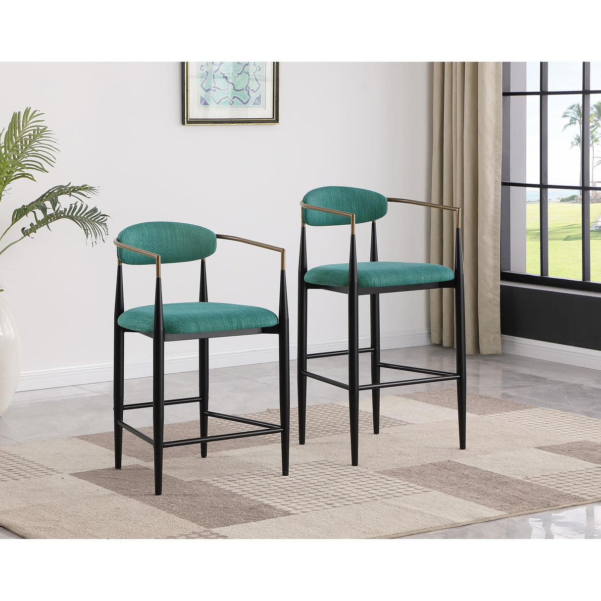  Coaster Furniture Tina 121185 Fabric Upholstered Counter Chair - Green IMAGE 9