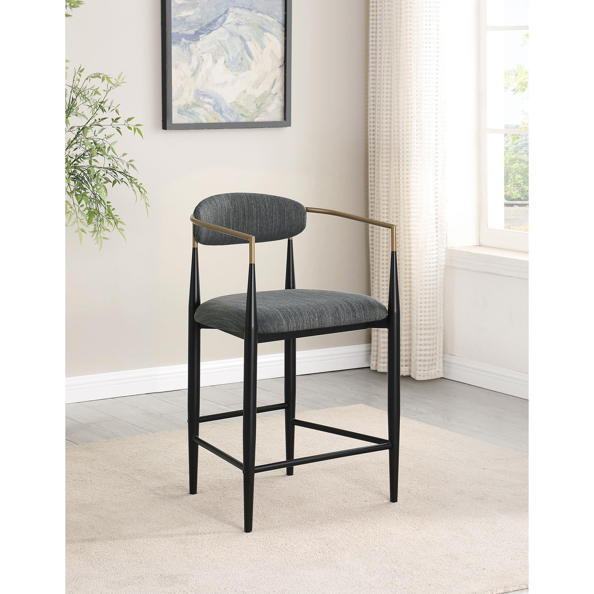  Coaster Furniture Tina 121186 Fabric Upholstered Counter Chair - Dark Grey IMAGE 8