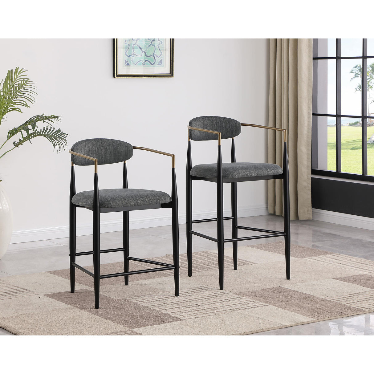  Coaster Furniture Tina 121189 Fabric Upholstered Bar Chair - Dark Grey IMAGE 9