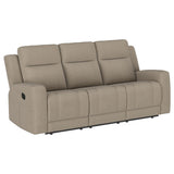  Coaster Furniture Brentwood 610281 Upholstered Motion Reclining Sofa - Taupe IMAGE 1