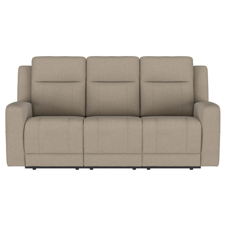  Coaster Furniture Brentwood 610281 Upholstered Motion Reclining Sofa - Taupe IMAGE 2
