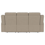  Coaster Furniture Brentwood 610281 Upholstered Motion Reclining Sofa - Taupe IMAGE 6