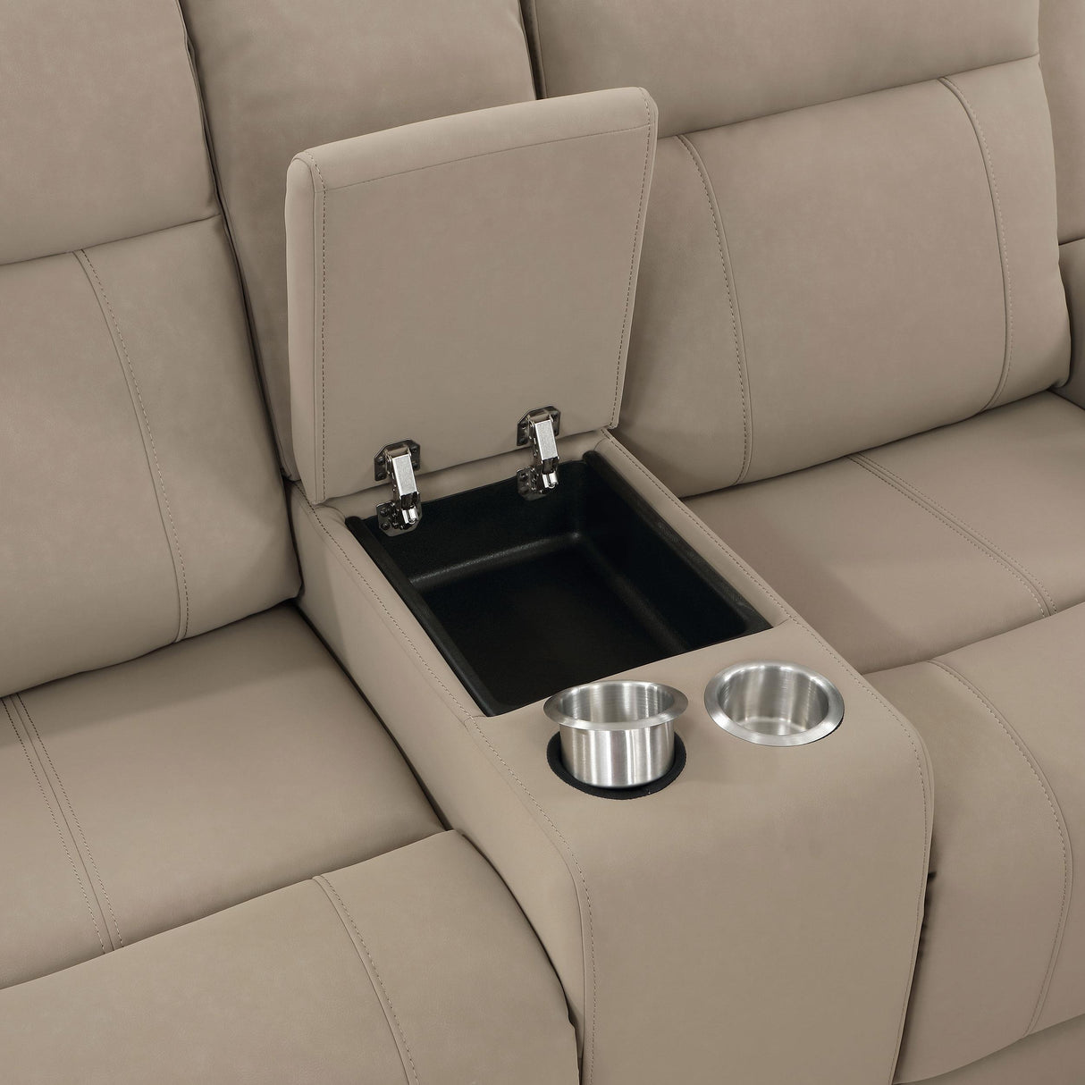  Coaster Furniture Brentwood 610282 Upholstered Motion Reclining Loveseat - Taupe IMAGE 12