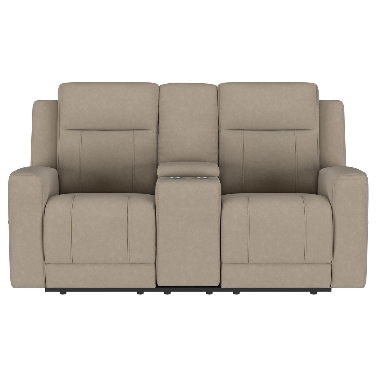  Coaster Furniture Brentwood 610282 Upholstered Motion Reclining Loveseat - Taupe IMAGE 3