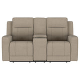  Coaster Furniture Brentwood 610282 Upholstered Motion Reclining Loveseat - Taupe IMAGE 3