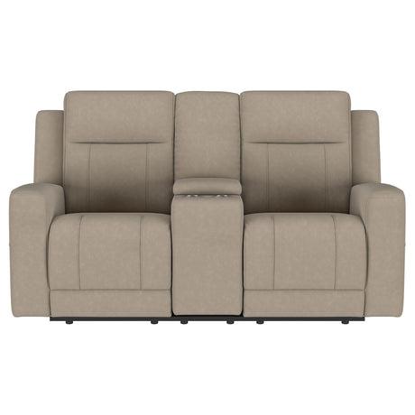  Coaster Furniture Brentwood 610282 Upholstered Motion Reclining Loveseat - Taupe IMAGE 3
