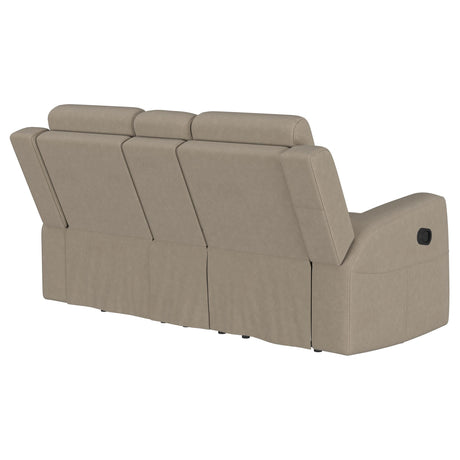  Coaster Furniture Brentwood 610282 Upholstered Motion Reclining Loveseat - Taupe IMAGE 8