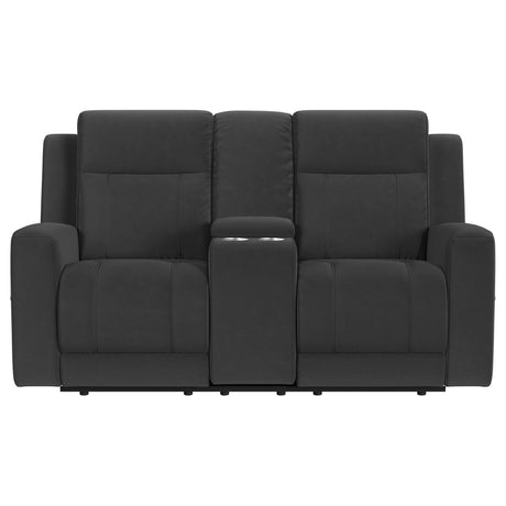  Coaster Furniture Brentwood 610285 Upholstered Reclining Loveseat - Dark Charcoal IMAGE 2