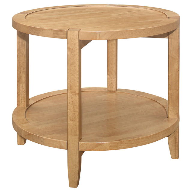  Coaster Furniture Camillo 709697 Round Solid Wood Side End Table - Maple Brown IMAGE 1
