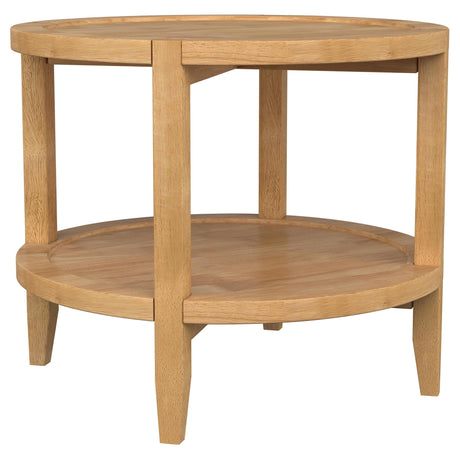  Coaster Furniture Camillo 709697 Round Solid Wood Side End Table - Maple Brown IMAGE 2