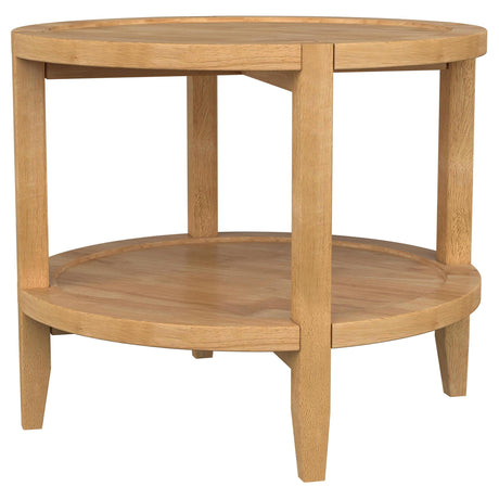  Coaster Furniture Camillo 709697 Round Solid Wood Side End Table - Maple Brown IMAGE 3