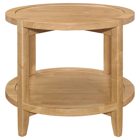  Coaster Furniture Camillo 709697 Round Solid Wood Side End Table - Maple Brown IMAGE 4