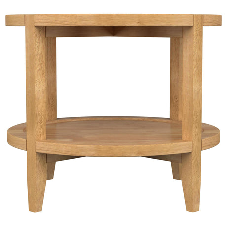  Coaster Furniture Camillo 709697 Round Solid Wood Side End Table - Maple Brown IMAGE 5
