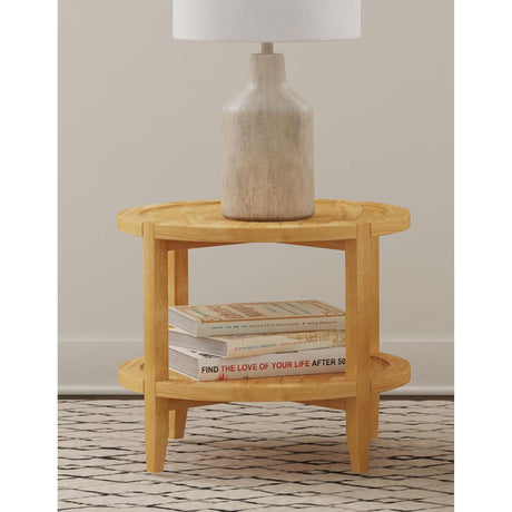  Coaster Furniture Camillo 709697 Round Solid Wood Side End Table - Maple Brown IMAGE 6